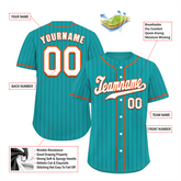 Custom Aqua Stripe Fashion White Authentic Baseball Jersey